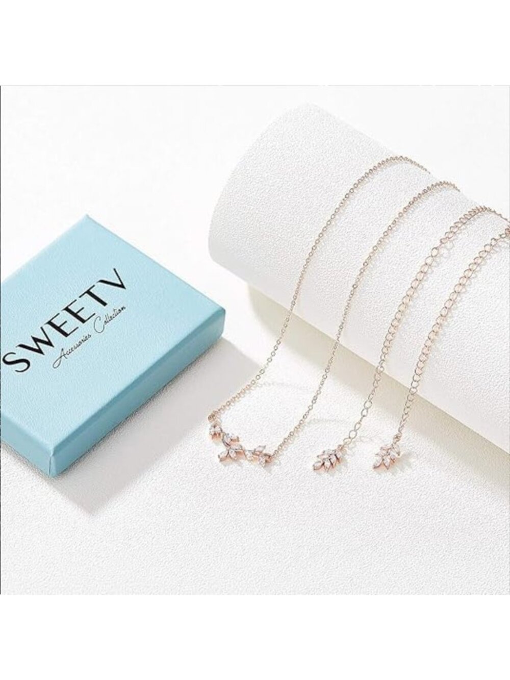 SWEETV CZ Bridal Backdrop Necklace | Crystal Vine Wedding Jewelry